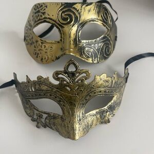 Elegant Gold Masquerade Masks (His and Hers)